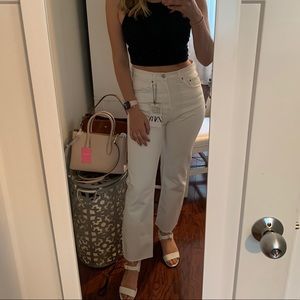 ZARA HW Kick Off White Cropped Jeans